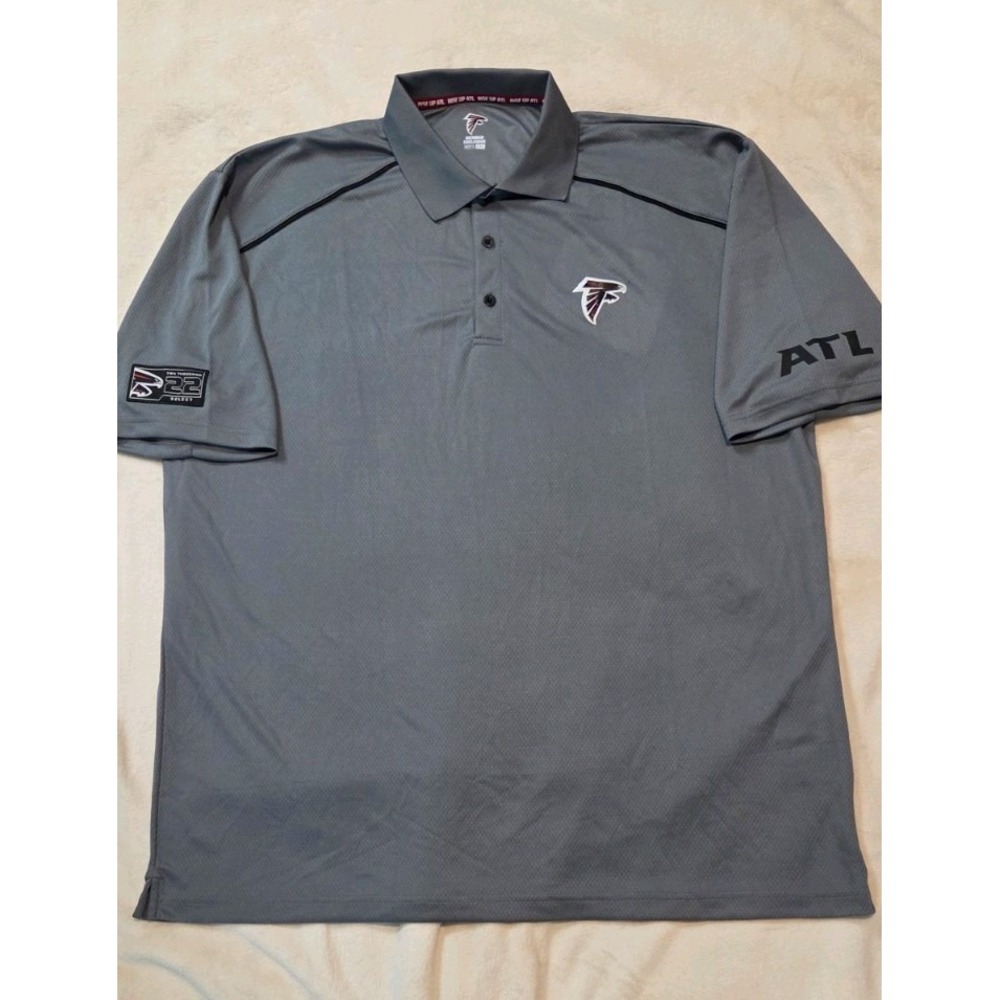 ATLANTA FALCONS MENS MEMBER EXCLUSIVE 2022 GRAY SHORT SLEEVE POLO SIZE 2XL